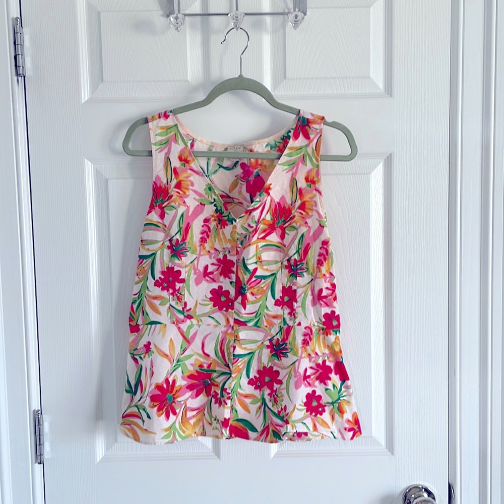 J. Crew Factory Floral Sleeveless Blouse - Pink, Green, Yellow